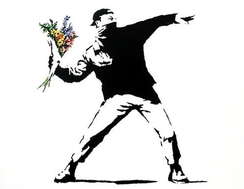 Banksy's Flower Chucker - Photo by David Boyle