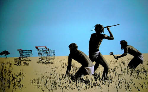 Hunting Shopping Trolleys - Banksy. Photo by Huasonic